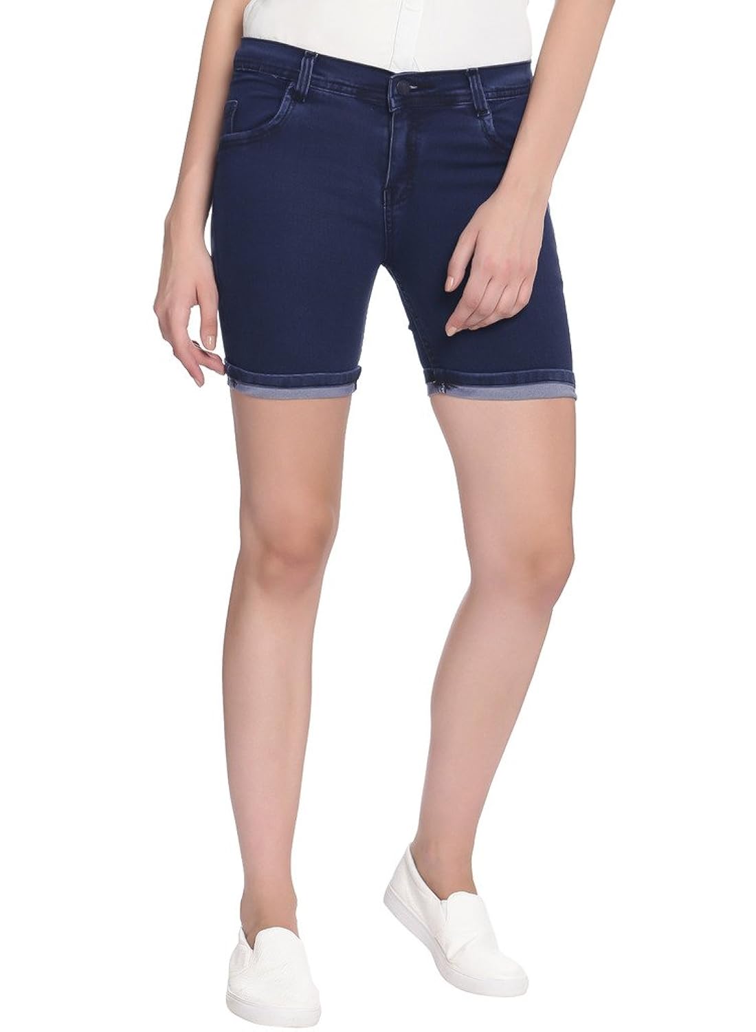 broadstar women denim dark blue shorts