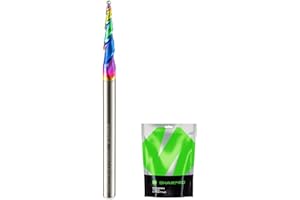 SHARPRO Carbide Tapered Ball Nose End Mill, 1/8" Shank 8° CNC Carving Router Bit 1.0mm Tip (R0.5 Radius) , Spiral 2 Flute for