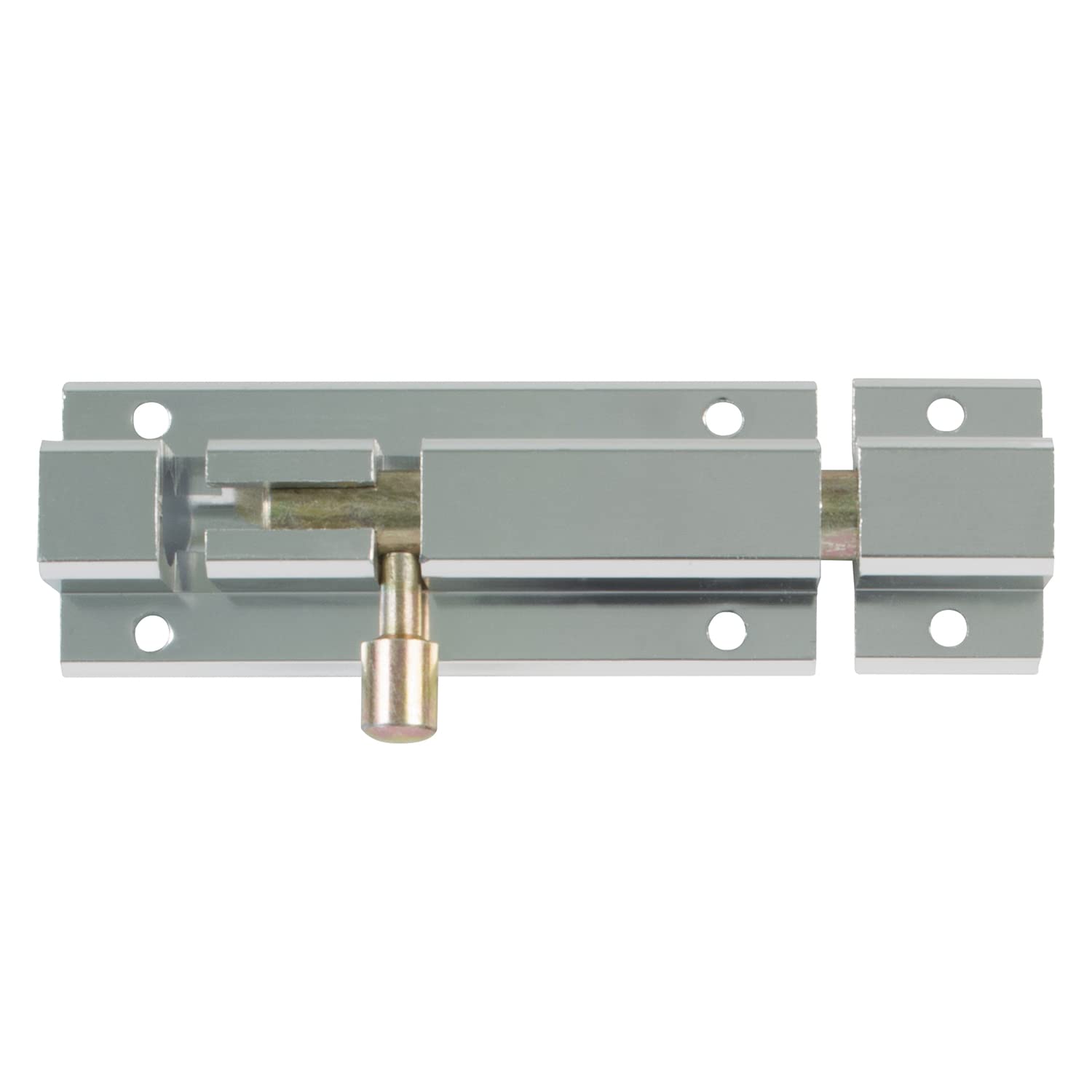 Amig - Overlap Pin for Doors Mod.501 | Security Latch for Horizontal or Vertical Closing | Aluminium with Silver Finish | Dimensions: 100 x 30 mm | Includes Coach Screws