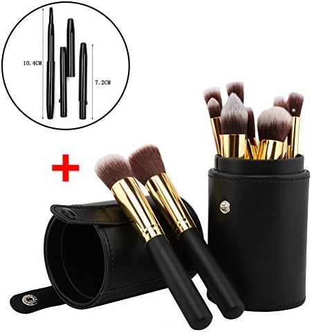 My Moment 10-Piece Soft Silky Professional Makeup Brush Set with Black Case and Lip Brush, Gold - 002