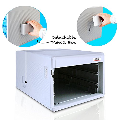 Locking Drawer Cabinet Desk Organizer - Filing & Organizing Paper Documents, Tools, Kids Craft Supplies - Home Office Desktop File Storage Box w/3 Lock Drawers - SereneLife