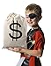 3PCS 11.8 x 15.5 Inches Large Bank Robber Costume Money Bags with Eye Patches - Halloween Drawstring Pouch with Dollar Sign - Trick or Treat/Burglar/Cowboy Pirate Party Supplies Cosplay Props
