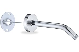 RAINREVIVE 8 Inch Shower Arm with Flange and Stabilizer Bracket, Wall Mounted Shower Pipe Compatible with Rainfall Showerhead,Easy Installation, Chrome