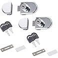 2Pcs Glass Cabinets Lock Jewelry Watch Display Case Lock File Book Security Showcase Locks No Drill for 5-8mm Glass Door