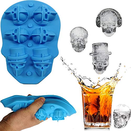 SJYDQ Silikoneiswürfel Fach 3D Schädelform Eiswürfel Mold Maker Für Whisky Cocktail Stapelbare Flexible Silikon… – Bild 3