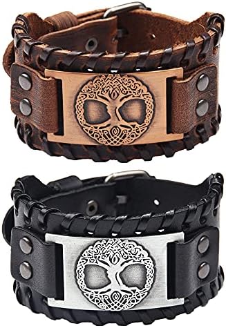 Amazon.com: HZMAN Genuine Leather Tree of life Bracelets Men Women