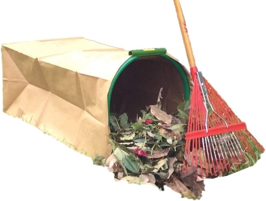 HGTV Winner Leaf Gulp 200 Lawn Bag Holder Turns Paper Leaf Bags Into a Dustpan. Stays Put With Spikes. Just Sweep to Fill. Made in USA