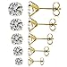 JewelrieShop Clear CZ Stud Earrings for Women Hypoallergenic Surgical Stainless Steel Cubic Zirconia Earring Studs for Ears Jewelry (5 Pairs, 3-7mm White CZ, Gold Post)