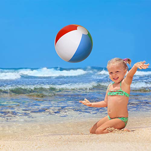 Rainbow Beach Ball, 9" Inflatable Neon Colored Party Ball, Multicolored Beach & Pool Summer Fun Toys(6 Pack)