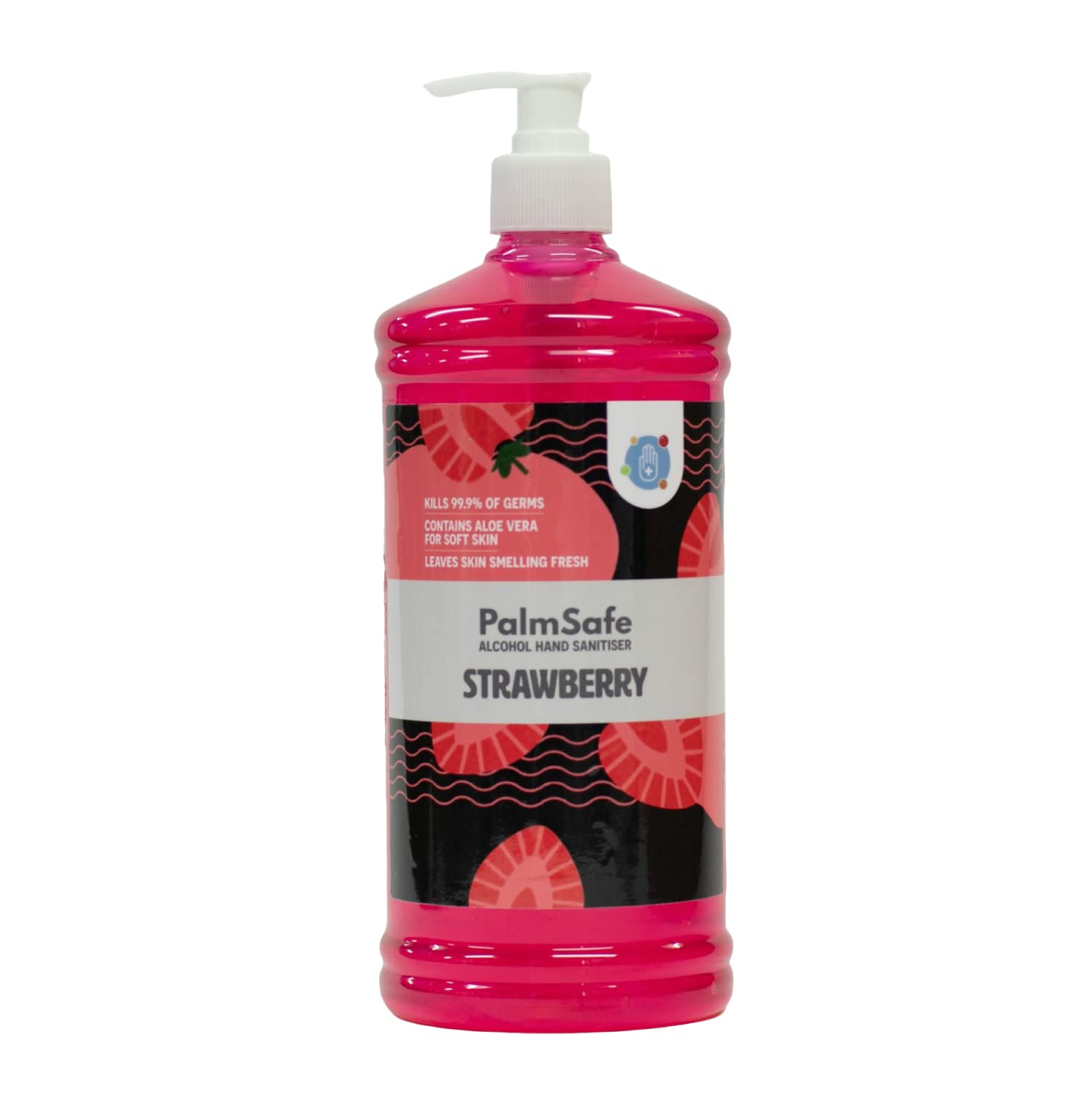 Palm Safe Strawberry Alcohol Hand Sanitiser 1 Litre Pump Bottle