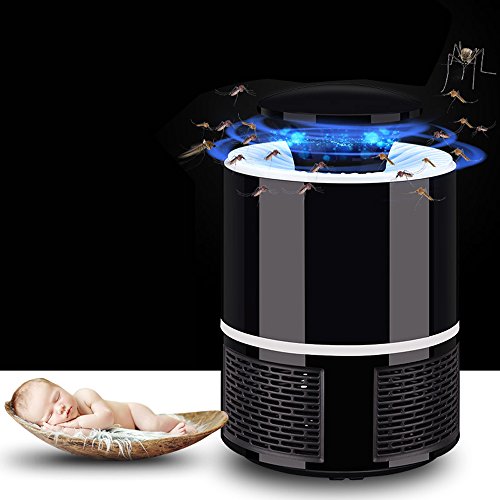 YHOUSE Electric Mosquito Insect Zapper Killer with Trap Lamp, Chemical-free USB Powered Smart Light Control UV LED Photocatalyst Fly Bug Dispeller with Suction Fan for Indoor Home (Black)