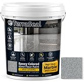 Epoxy Colored Sand Floor Paint, Self-Leveling Epoxy Floor Paint, High-Gloss Marble Finish, Slip-Resistant, Waterproof &amp; Wear-Resistant for Indoor/Outdoor Garage, Basement, Shop (5KG/175Fl oz,Gray)