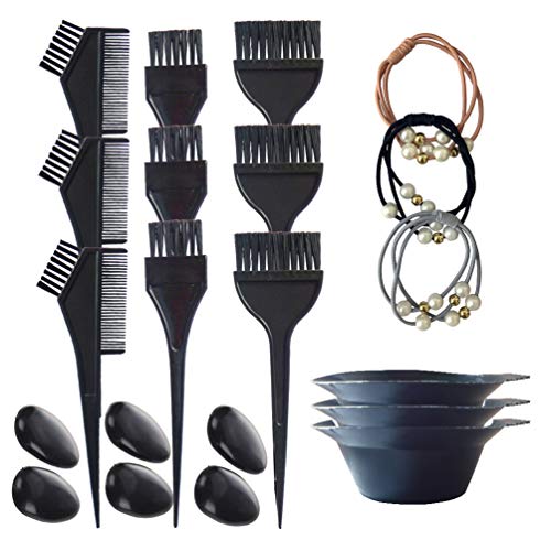 3 Sets Hair Dye Brush and Bowl Set, Hair Color Brush Mixing Bowl Kit Perfect Tools for Hair Tint Dying Coloring Applicator,18 Pieces Totally - Thumbnail 4