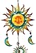 Bejeweled Display Sun & Moon Face Stained Glass Wind Chimes & Bell 36