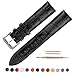 SIMCOLOR Leather Watch Band - Choice of Color & Width (16mm,18mm,20mm,22mm or24mm) Premium Genuine Cowhide Replacement Watch Strap for Men and Women(18mm,Black)