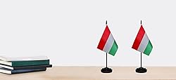 Hungary Hungarian Small Mini Desk Flag Set