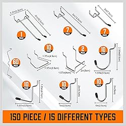 HORUSDY Pegboard Hooks Assortment, Pegboard