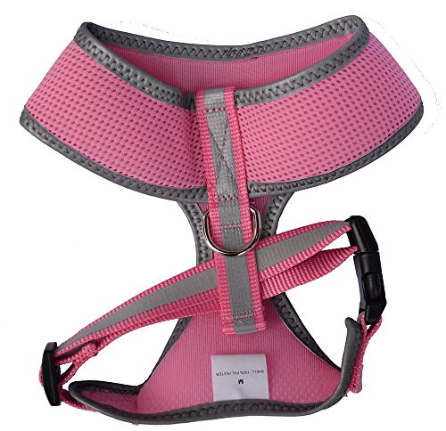 Reflective Mesh Soft Dog Harness Safe Harness No Pull Walking Pet Harnesses for Medium Dogs, pink XLarge