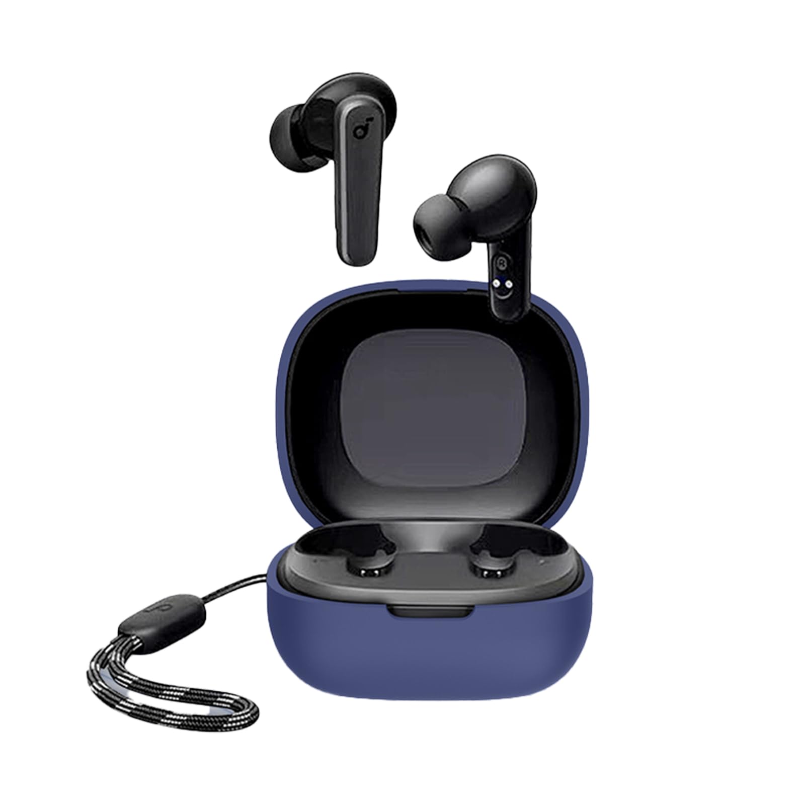 Case for Anker Soundcore P20i/soundcore R50i with Carabiner,Anti-Scratch Premium Soft Silicone Full Protective Case,Shockproof Ultra Slim Headphone Protective Case for Anker Soundcore P20i,Blue