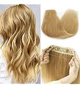 Hair Extensions 14 Inch Halo Hair Extensions Real Human Hair Caramel Blonde Hair Extensions for S...