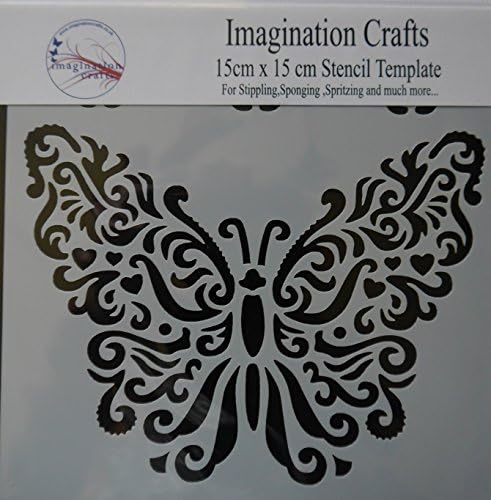 Imagination Crafts MASK Stencil template 6" x 6" (15cm) BUTTERFLY & BORDER