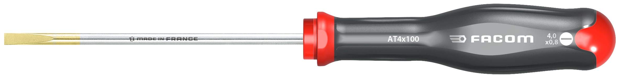 Facom at 4 X 100mm Protwist Screwdriver for Slotted Screws - Countersunk Blade, Black