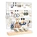 Jewelry Holder Stand Earring Organizer Earring Holder Display Stand for Girl, Selling Jewelry, Stud, Long Earring with Wooden Base (white 3-Tier)