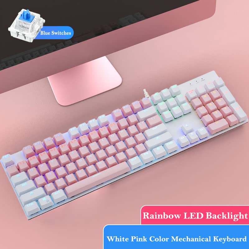 Basaltech 100-Key Mechanical Gaming Keyboard,Blue Switches,RGB Backlit,Wired USB C Keyboard for PC,Laptop,Gamers & Typists