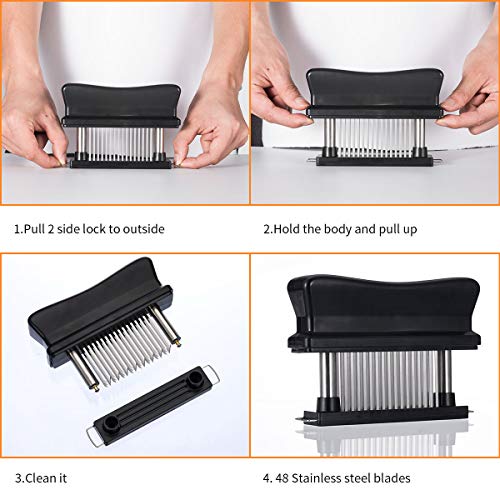 Vasdoo Meat Tenderizer, 48 Stainless Steel Sharp Needle Blade Kitchen Tool for Tenderizing Steak, Beef,Marinade and BBQ