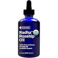 Radha Beauty USDA Certified Organic Rosehip Seed Oil, 100% Pure Cold Pressed - Great Carrier Oil for Moisturizing Face, Hair,