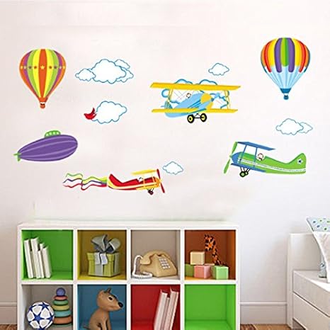 Hot Air Balloons Cloud Watermelon Planes Bird Wall Decal Pvc Home Sticker House Vinyl Paper Decoration Wallpaper Living Room Bedroom Art Picture Diy