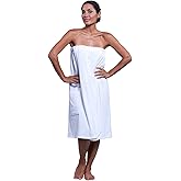 Boca Terry Womens Spa Wrap - 100% Cotton Spa, Shower, Bath and Gym Towel w Snaps, Towel Wrap for Women, White, Medium/Large
