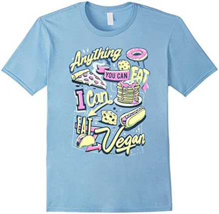 Mens Anything you can eat I Can Eat Vegan t-shirt Small Baby Blue