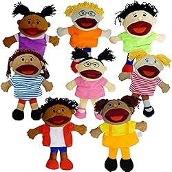 8 Hand Puppets for Kids, Multicultural Puppets with