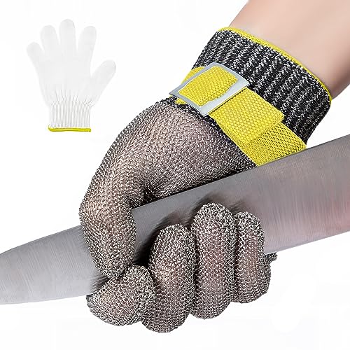 ARCLIBER Level 9 Cut Resistant Glove Stainless Steel Wire Mesh Meta Glove Butcher Safety Work Glove for Chef Cutting, Slicing Chopping and Peeling, Large