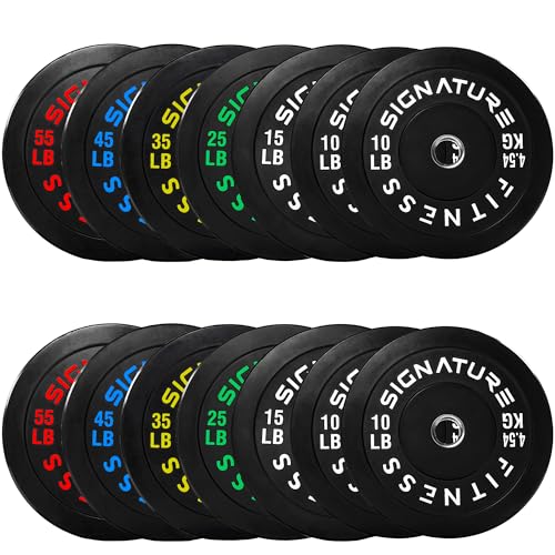 Fitvids 2-Inch Olympic Rubber Weight Plates Sets, Bumper Plates Set with Barbel…
