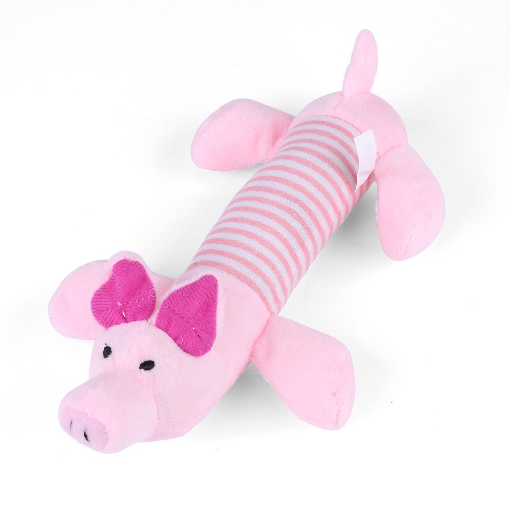 Fdit Dog Squeaky Toy Dog Soft Plush Toys with Squeaker Hide Chew Toy for Puppies and Small Dogs Cats Medium Sized Pet(Pink Pig)