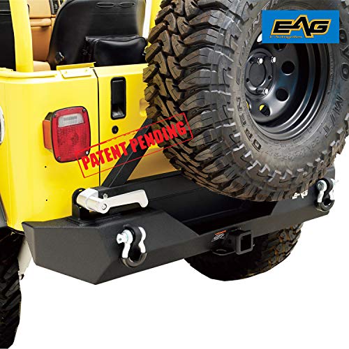 EAG TJ YJ Steel Rear Bumper with Tire Carrier & Hitch Receiver & D