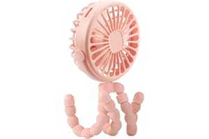Suteng Stroller Fan Flexible Tripod Clip On Baby Fan, Battery Operated Mini Portable Handheld Fan for Car Seat Crib Stroller, USB Rechargeable Small Desk Fan with 3 Speeds and LED Lights
