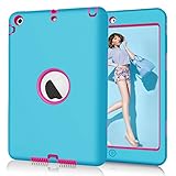 Hocase Dual Layer  Ruggged Hard Rubber Case Apple iPad mini 1 / 2 / 3 - Sky Blue / Deep Pink