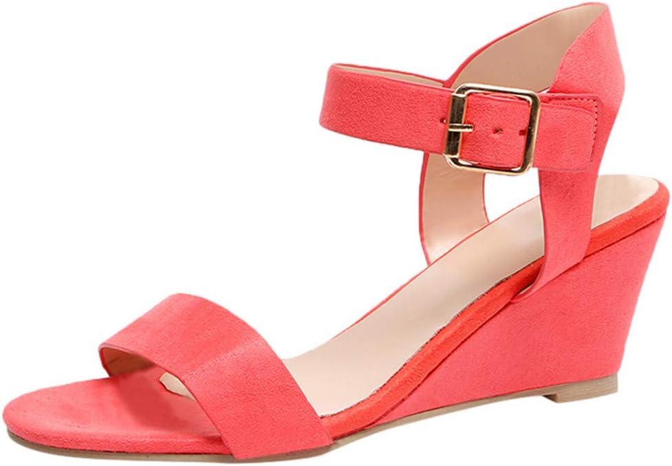 Women's Summer Ankle Strap Buckle Low Wedge Platform Heel Sandals Fashion Design Pump Shoes