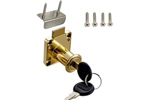JUNRBX Drawer Lock Letter Box Lock Desktop Lock Door Lock, Model CT-138-32, ((Hole Diameter 0.75 inch / 19MM) for Door Panels with a Thickness of 27 mm-32 mm. 1pcs [Gold Yellow]
