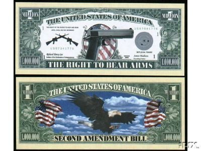 Second Amendment (Gun) Million Dollar Bill With Bill Protector