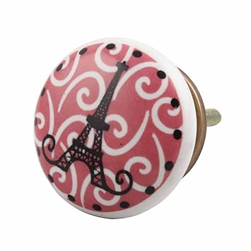 Indian Shelf Handmade Ceramic Paris Eiffel Tower Drawer Knobs Flat