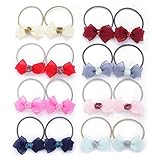 Belle Beau Baby Girls Bow Elastic Ties,Ponytail Hair Bands, Hair Elastics, Value Set