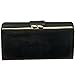 Mundi Women Leather Suburban Rio Clutch Checkbook Wallet (Black w/Gold Hardware)