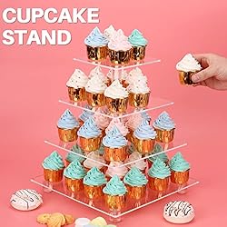 Antimbee 4 Tier Clear Acrylic Cupcake Stand with