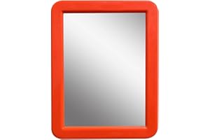 CEREM Magnetic Mirror for Locker, 5x7 inch - Orange Framed Real Glass Make-up Mirror - Locker Accessory for School, Home, Gym, Office