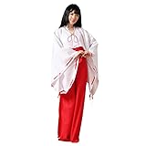 Women's White Kimono Red Hakama Pants Outfit
