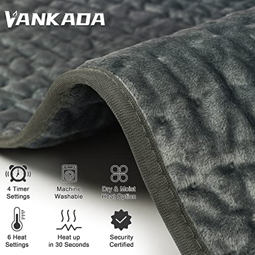 Heating Pad Electric Heat Pad, Hot Heated Pad,Moist Heat Heating Pad Moist and Dry Heat,Multiple Temp and Timer Settings (Gray green, 24"X12")